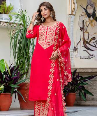 pink fancy silk blend kurta set 2