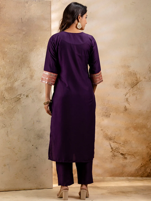 Purple viscose rayon designer festive wear readymade suit 3