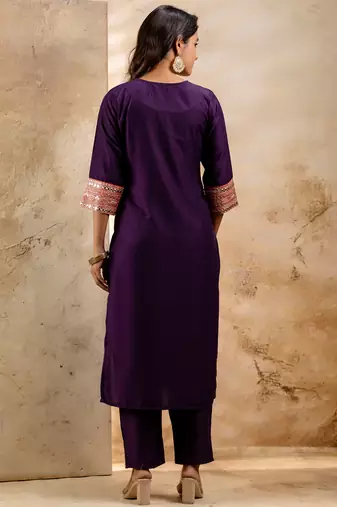 Purple viscose rayon designer festive wear readymade suit