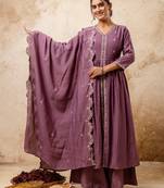 lavender fancy silk blend kurta set