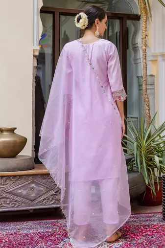 lavender fancy viscose rayon kurta set
