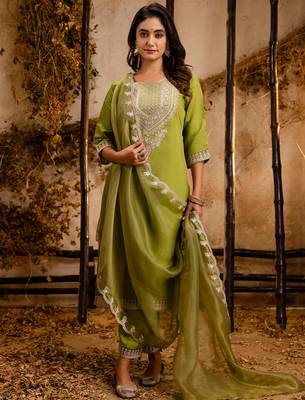 pear fancy silk blend kurta set 2