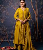 mustard fancy silk blend kurta set