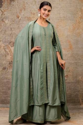 pear fancy silk blend kurta set