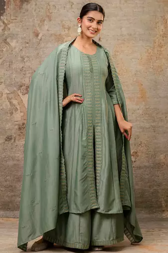 pear fancy silk blend kurta set