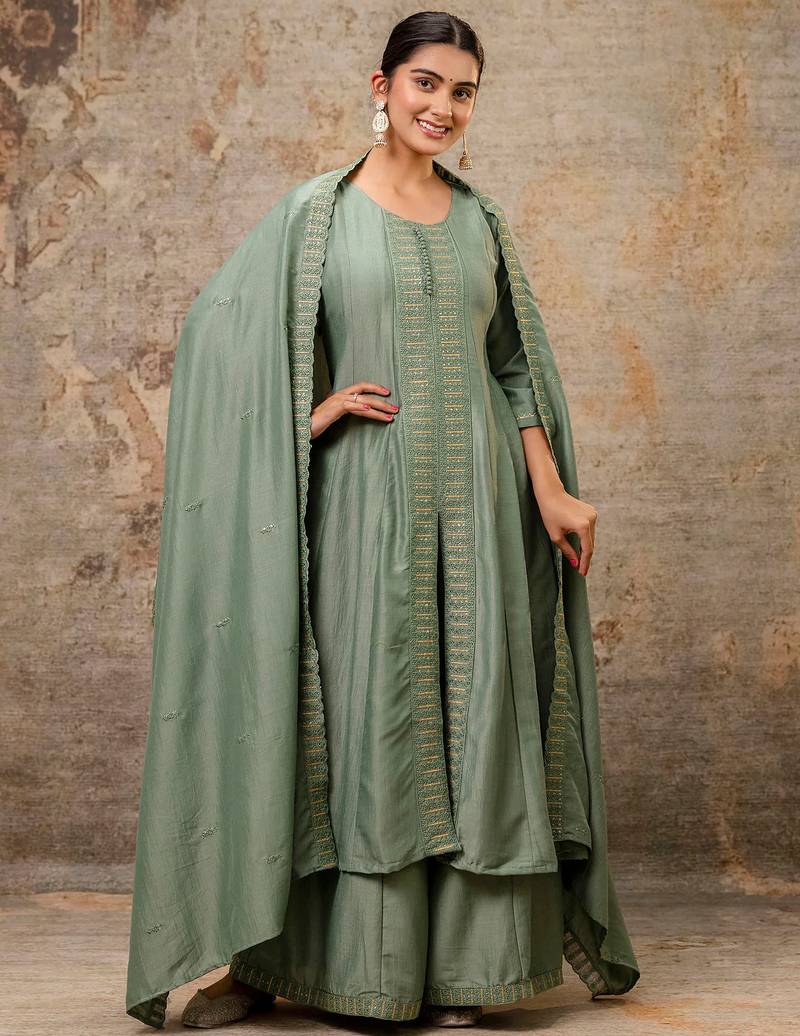 pear fancy silk blend kurta set