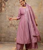 lavender fancy silk blend kurta set