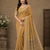 yellow hand with katdana and real mirror georgette saree