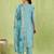 sky-blue fancy silk blend kurta set