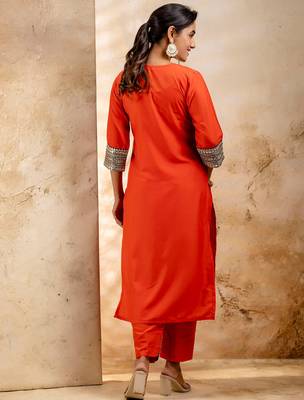 Peach viscose rayon designer festive wear readymade suit 3