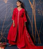 pink fancy silk blend kurta set
