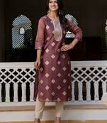 purple fancy silk blend long kurti