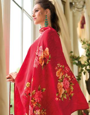 Red vichitra silk designer festive wear readymade suit 4