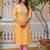 yellow fancy silk blend long kurti