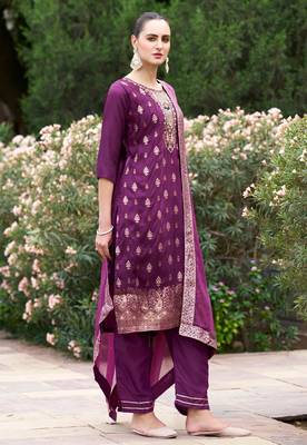 purple fancy viscose rayon kurta set 2