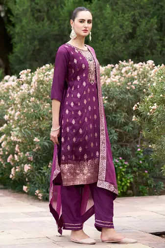 purple fancy viscose rayon kurta set