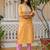 yellow fancy silk blend long kurti