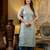 sea-green fancy silk blend long kurti