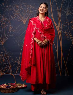 pink fancy silk blend kurta set 2