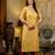 yellow fancy silk blend long kurti