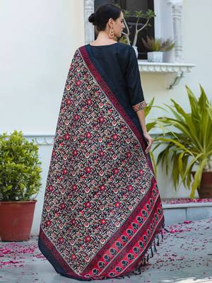 black fancy silk blend kurta set 4