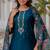 Teal viscose roman silk designer festive wear readymade suit