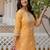 yellow fancy silk blend long kurti