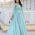 sky-blue fancy pure silk blend long kurti