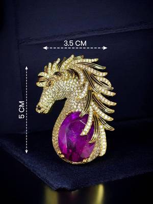 Royal purple stone horse designer brooch pin for women & men 1