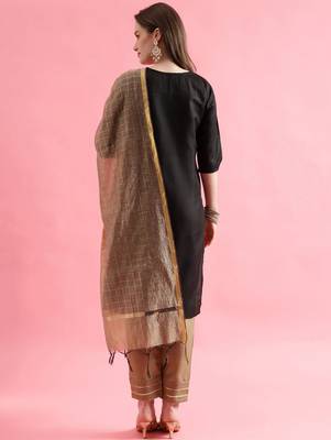 black fancy cotton kurta set 3