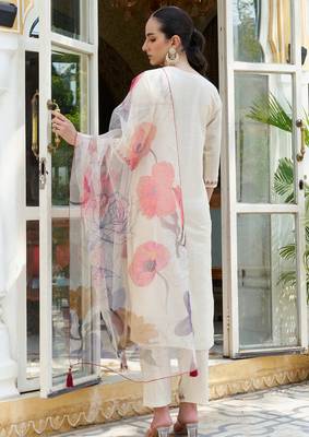 off-white fancy cotton silk kurta set 3