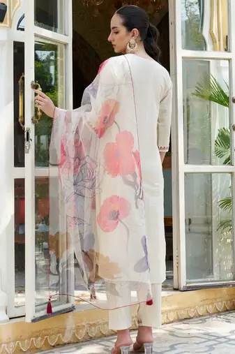 off-white fancy cotton silk kurta set