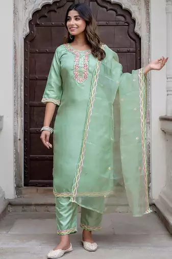 pear fancy silk blend kurta set