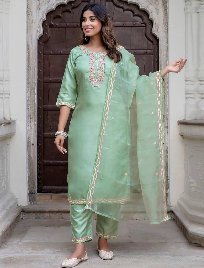 pear fancy silk blend kurta set