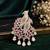 Emerald pink dual  american diamond silver finish designer brooch