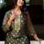 green fancy silk blend long kurti