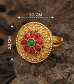 Buy Traditional antique gold floral adjustable ring for women