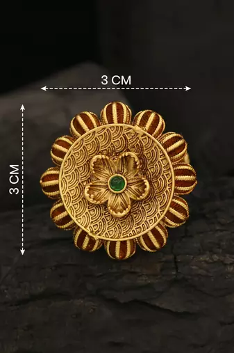 Traditional antique gold floral statement ring for women