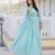 sky-blue fancy pure silk blend long kurti