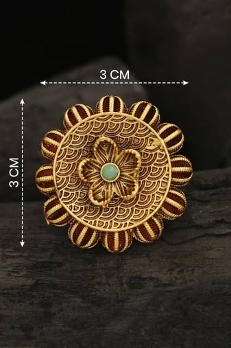 Traditional antique gold floral statement ring for women