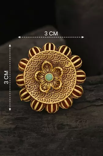 Traditional antique gold floral statement ring for women