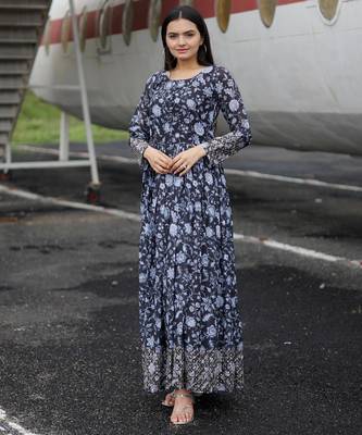 Embroidery zari sequance work with full flaired gown 1