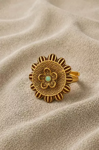 Traditional antique gold floral statement ring for women