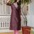 purple fancy silk blend long kurti