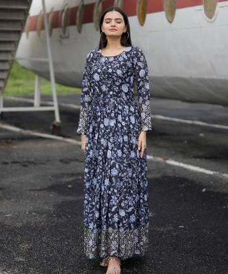 Embroidery zari sequance work with full flaired gown 5