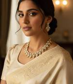 Royal gold plated kundan choker necklace set with earrings for women