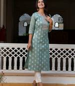 sea-green fancy silk blend kurta set