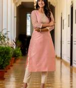 baby-pink fancy silk blend kurta set