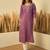Lavender color silk blend embroidery long kurta