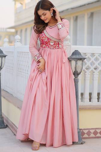 pink fancy pure silk kurta set
